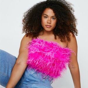 Vibrant Pink Feather Tube Top